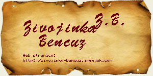 Živojinka Bencuz vizit kartica
